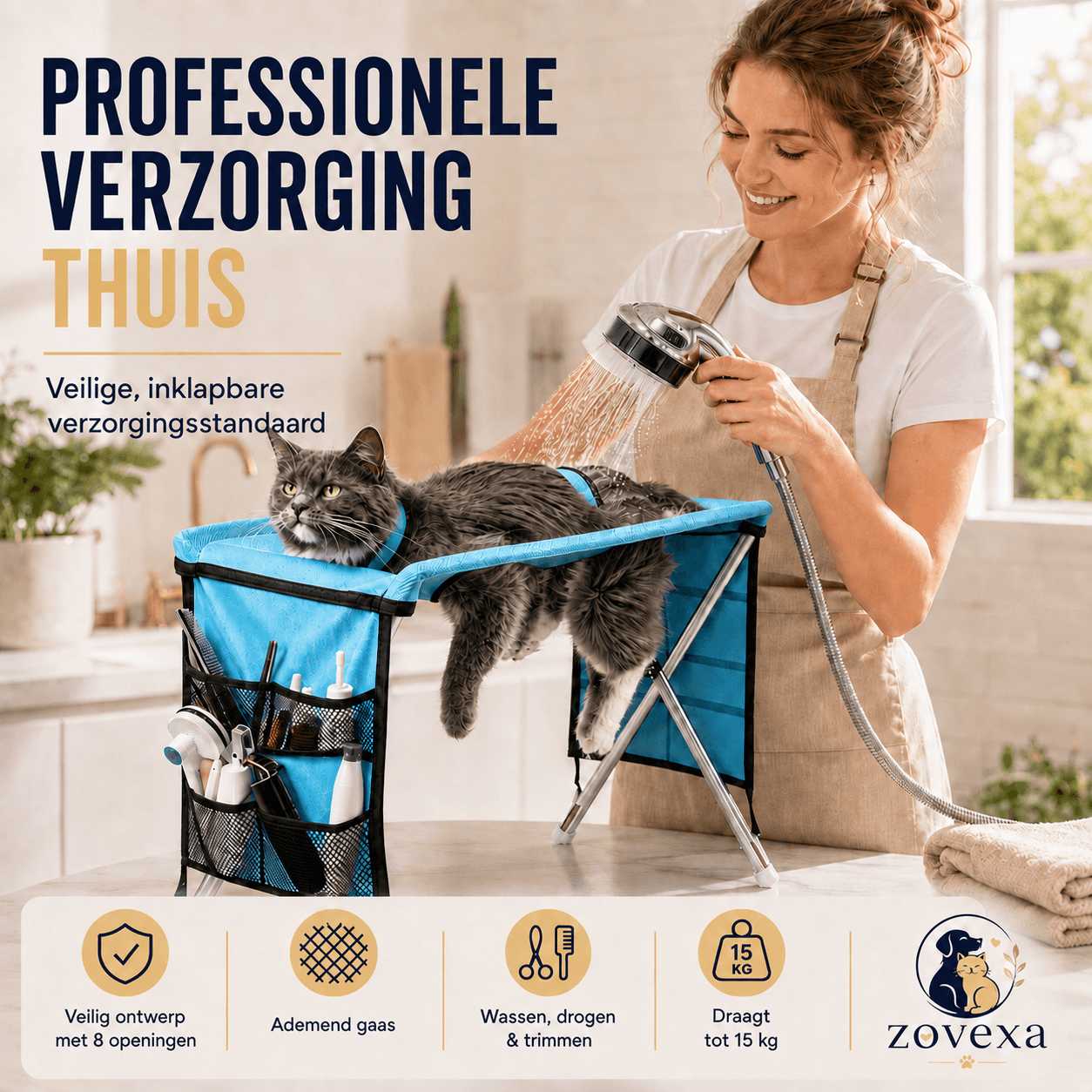 De SpetterSpot™ -De veilige douche-standaard voor honden en katten