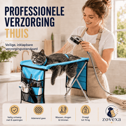De SpetterSpot™ -De veilige douche-standaard voor honden en katten