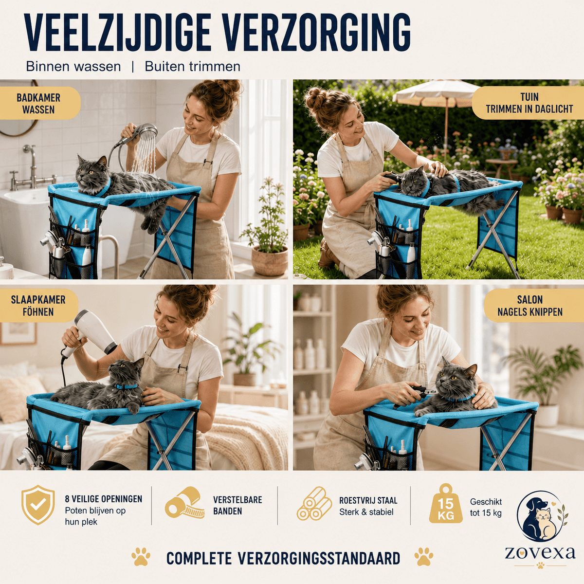 De SpetterSpot™ -De veilige douche-standaard voor honden en katten