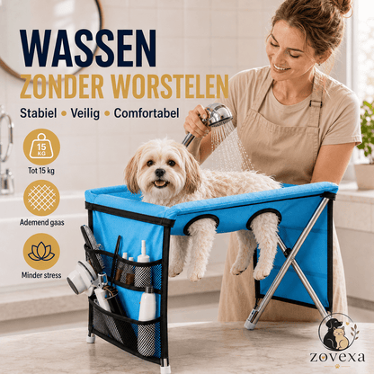 De SpetterSpot™ -De veilige douche-standaard voor honden en katten