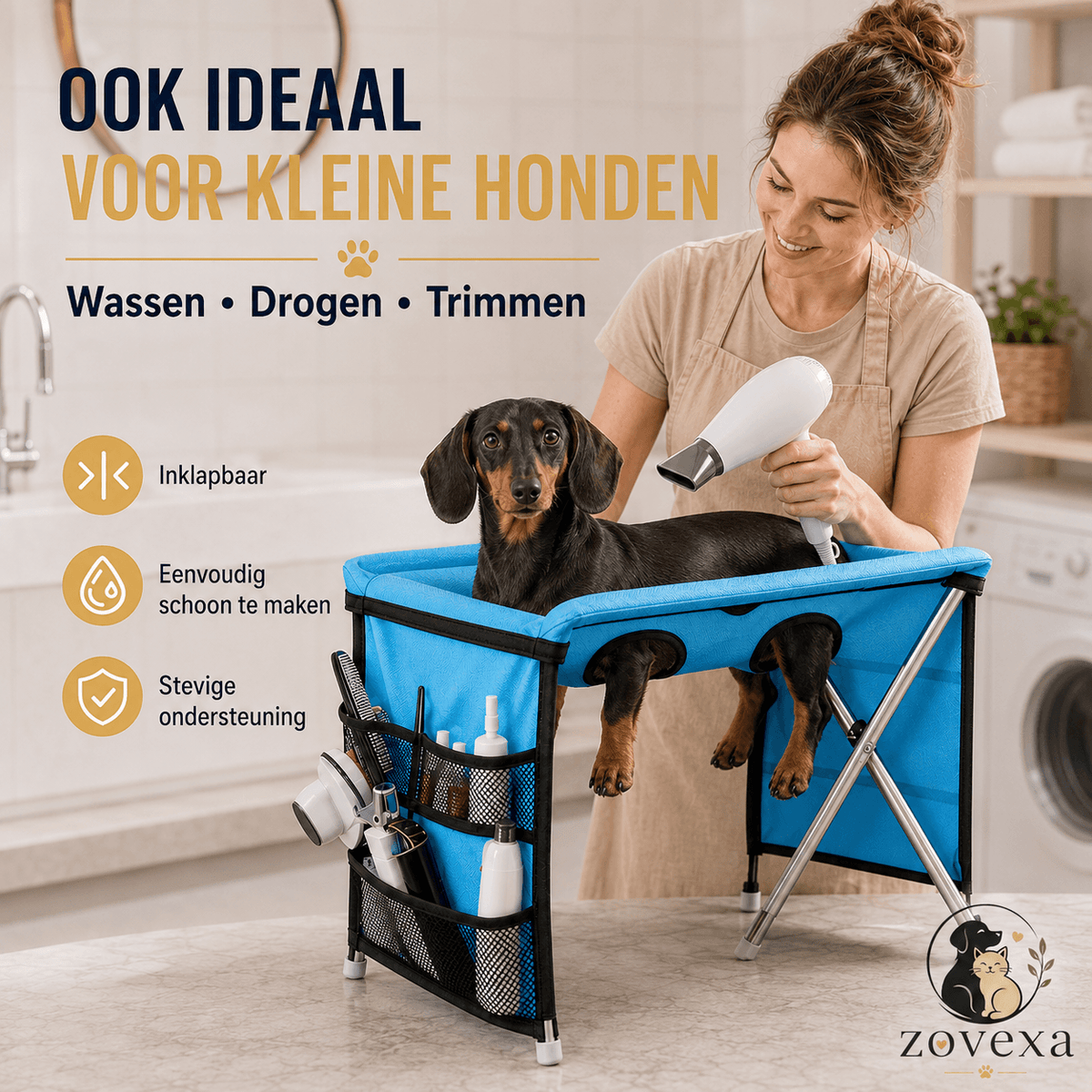 De SpetterSpot™ -De veilige douche-standaard voor honden en katten