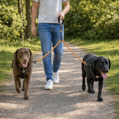 WiggleWalk™ Hondriem 360° draaibare dubbele wandelriem voor honden