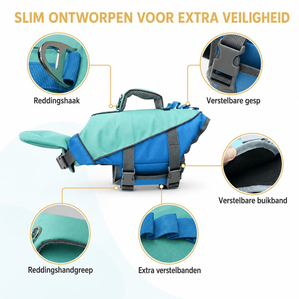 De DoggyDrijver™ reflecterend zwemvest voor honden